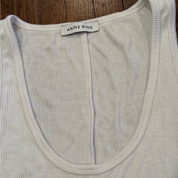 Anine Bing Off White Designer Summer Ribbed Tank Top Wife Beater Size Large - Picture 2 of 5